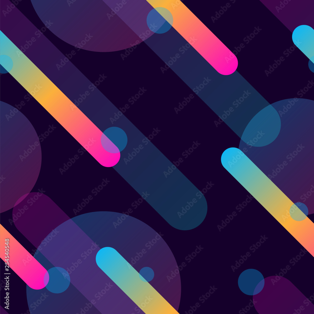 Vaporwave seamless 80's style pattern with geometric shapes.