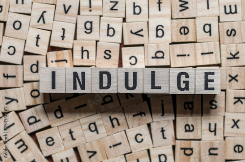 the word of INDULGE on building blocks concept photo