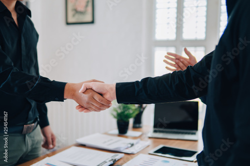 Teamwork Join Hands Partnership Third party, Business clasping hand and Shank hand Concept