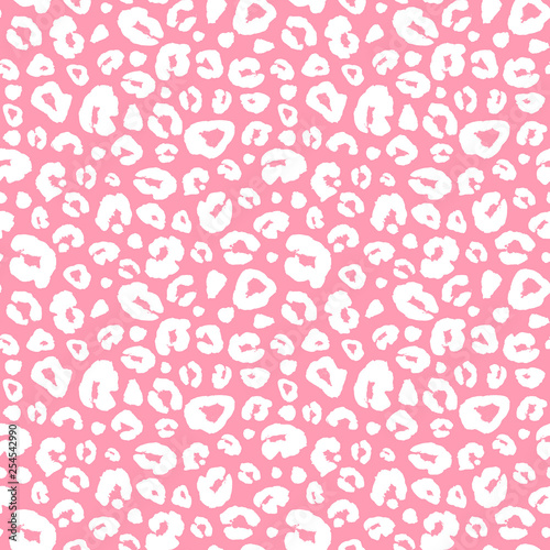 Leopard skin print seamless pattern background. Animal fur spot abstract camouflage texture.