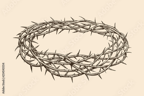 Leinwand Poster Crown of thorns, sketch. Hand drawn vintage vector illustration
