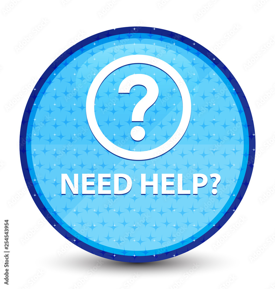 Need help (question icon) galaxy cyan blue round button