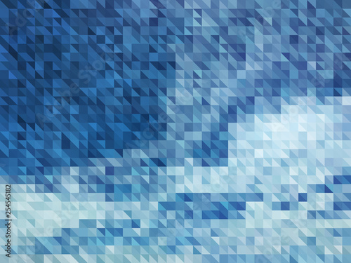 Vector Abstract Blue Background of Sky with Clouds. Wallpaper of Heaven in Mosaic Style. Vector illustration of Light Colored Fond. Nature backdrop. Ecology Concept for Graphic Design