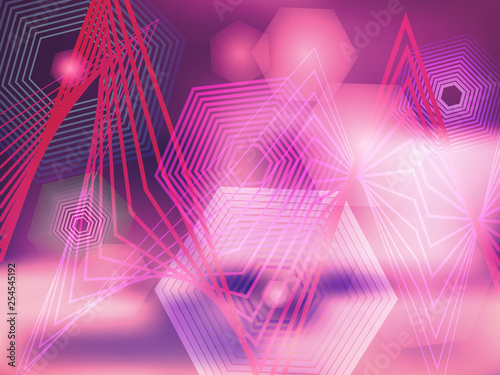 Vector Abstract Purple Background with Rhombuses. Vibrant Wallpaper in Tech Style. Vector illustration of Colored Fond with Transparent Rhombuses. Tech backdrop. Energy Concept for Graphic Design