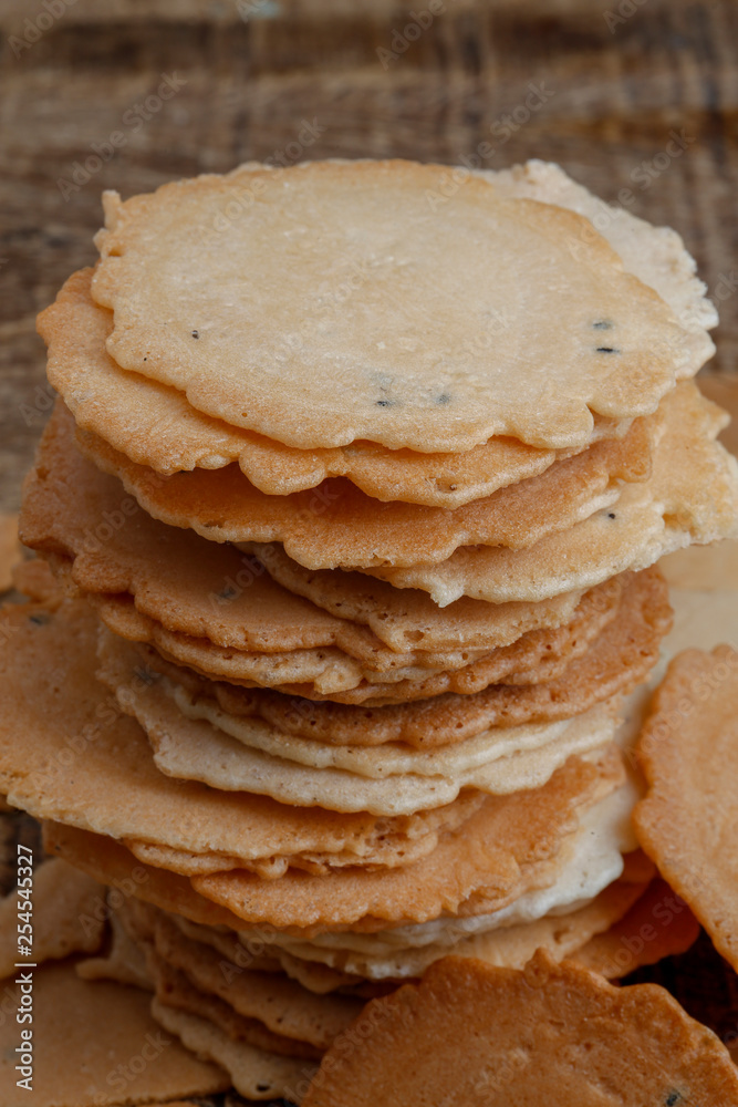 Traditional Japanese rice crackers - senbei Traditional Japanese rice crackers - senbei