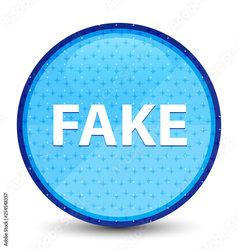 Fake galaxy cyan blue round button