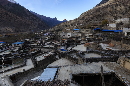 Panoramic view of the village Marpha in the morning, Annapurna circuit, Nepal