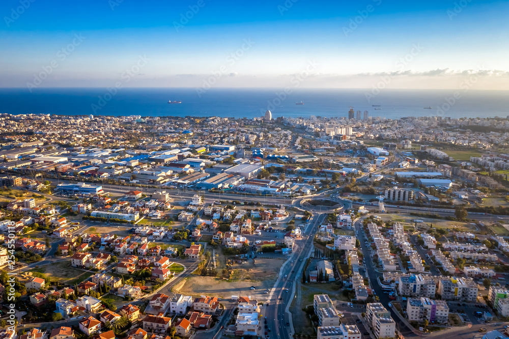 Obraz Widok z lotu ptaka Limassol pejzaż miejski. Cypr