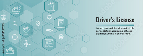 Drivers Test and License Icon Set and - Web Header Banner