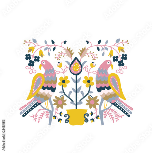folk motif greeting card. ornamental decorative motif. folklore vector illustration. folk greeting card. 