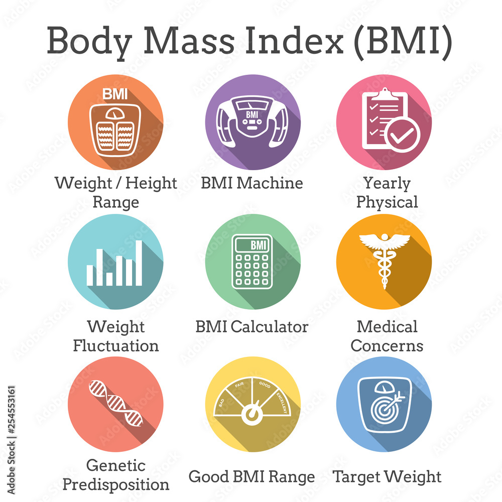 BMI / Body Mass Index Icons w scale, indicator, & calculator BMI / Body Mass Index Icons w scale, indicator, & calculator