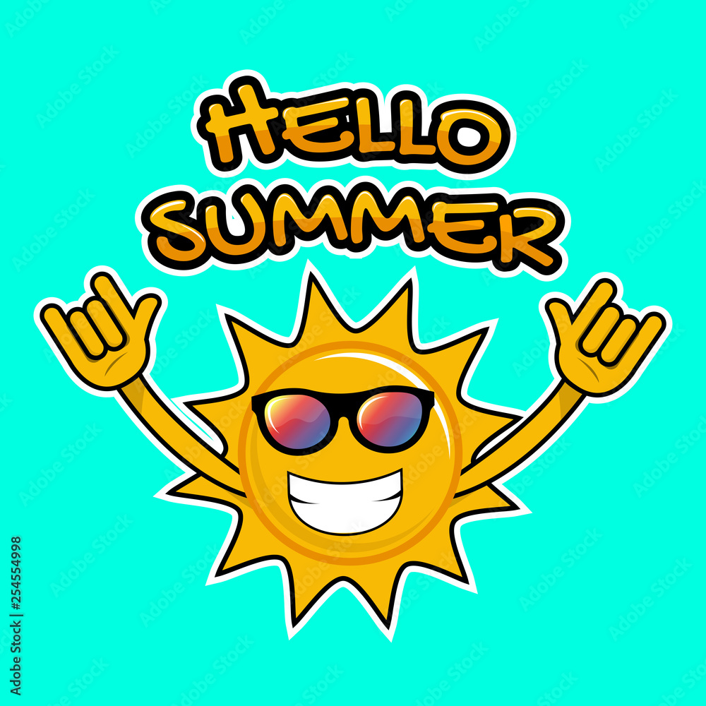 Hello Summer. Sun smile design. Vector illustration Hello Summer. Sun smile design. Vector illustration