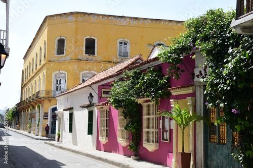 Beautiful streets in the historical center of Cartagena de Indias, Colombia