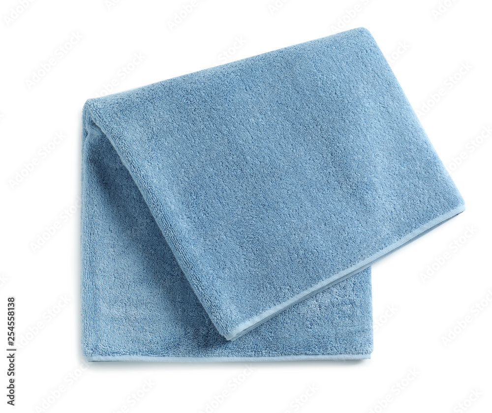 Soft folded towel isolated on white, top view Stock Photo | Adobe Stock