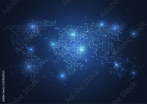 Global network connection. World map point and line composition concept of global business. Vector Illustration