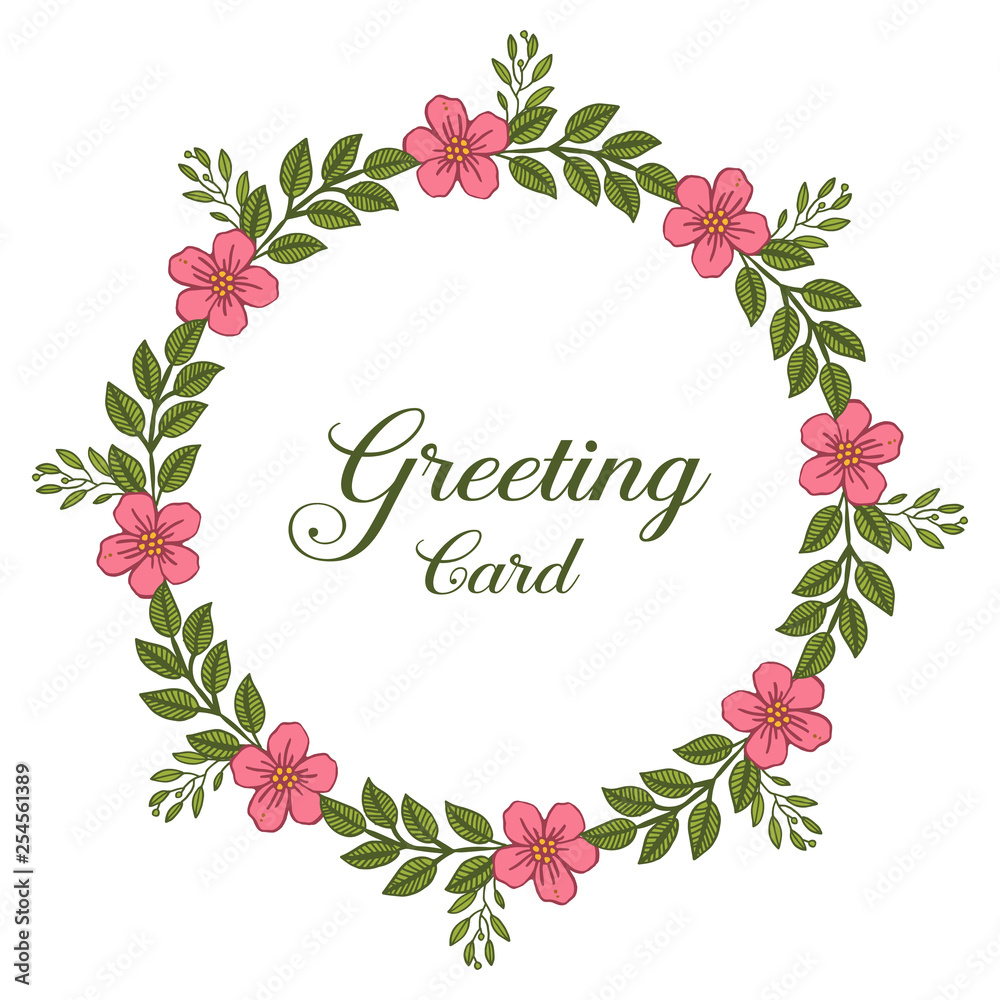 Vector illustration green leafy flower frame with invitation of greeting cards