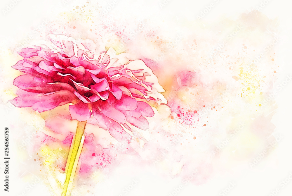 Obraz Abstrakcjonistyczny kolorowy kwiat kwitnie akwareli ilustracyjnego obrazu tło.