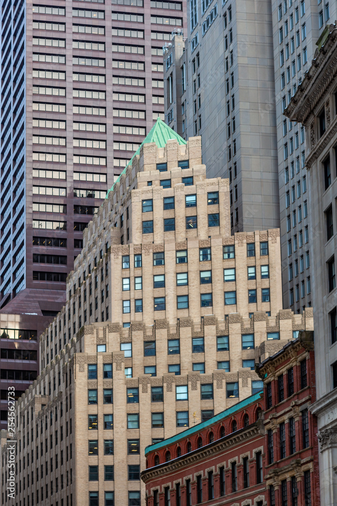 Boston, USA- March 01, 2019: Skyscrapers and buildings of Boston, Capital city of state Massachusetts, United states of America
