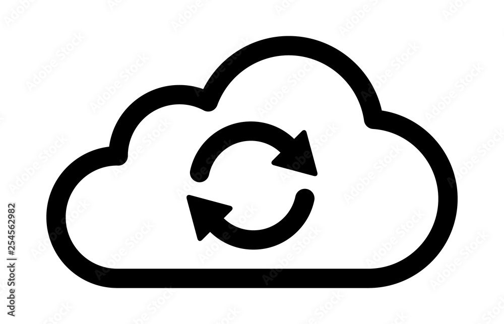 Cloud sync or cloud refresh with arrows line art vector icon for apps and websites Cloud sync or cloud refresh with arrows line art vector icon for apps and websites