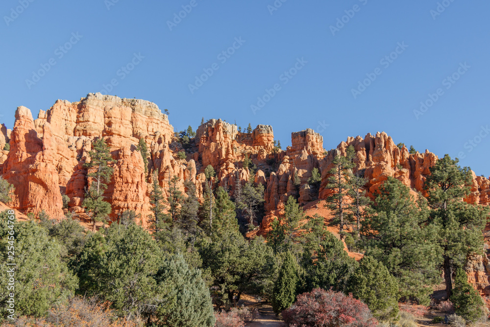 Stunning Red Canyon is an area of hoodoos and sandstone rock formations, This wilderness area s found on the road between Bryce Canyon National Park and Zion National Park in Utah, USA