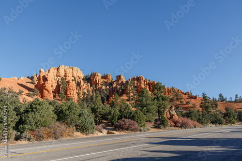 Stunning Red Canyon is an area of hoodoos and sandstone rock formations, This wilderness area s found on the road between Bryce Canyon National Park and Zion National Park in Utah, USA