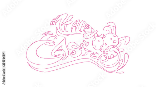Vector illustration. Happy Easter Hand drawn elegant modern colorful lettering isolated on background. - Vector