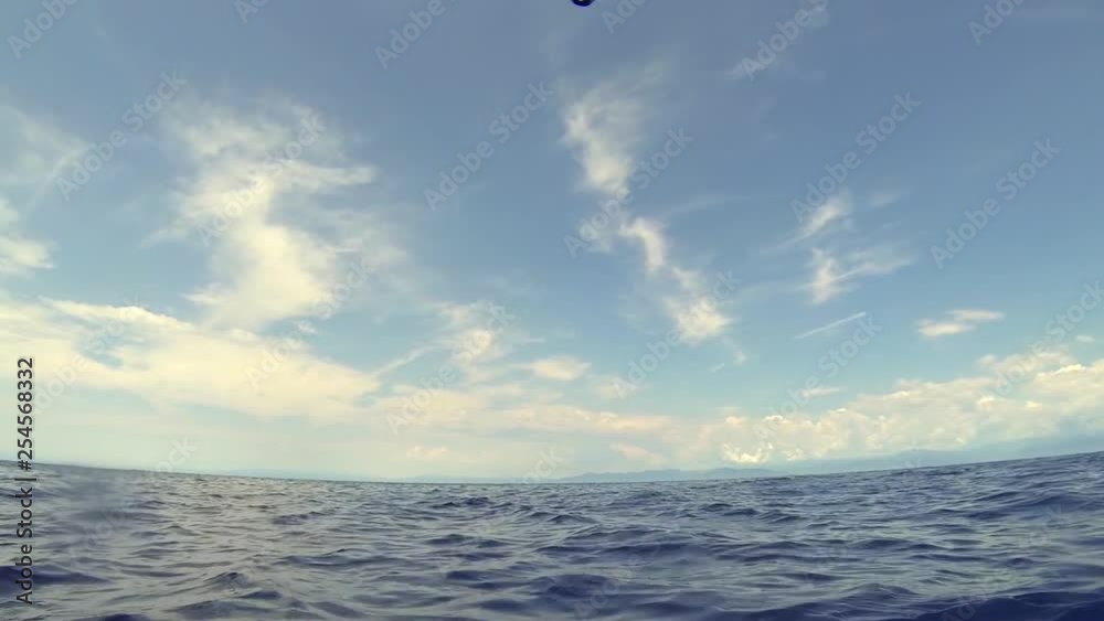 POV of the bow of the boat in navigation on the water surface with immersion of the camera POV of the bow of the boat in navigation on the water surface with immersion of the camera