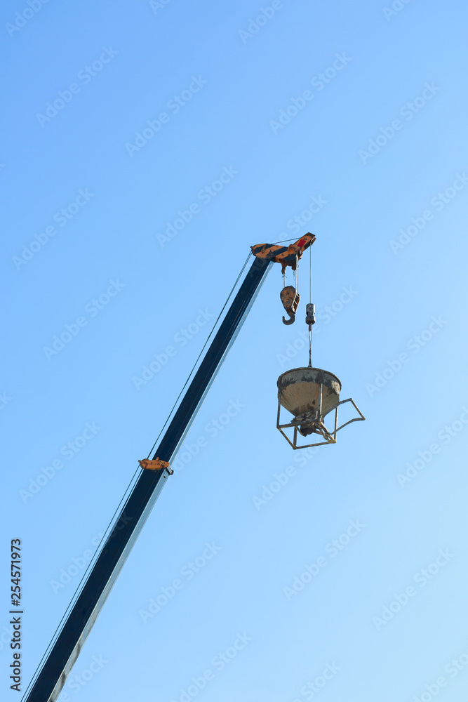 machinery crane hoisting cement mortar mixer bucket containe machinery crane hoisting cement mortar mixer bucket containe