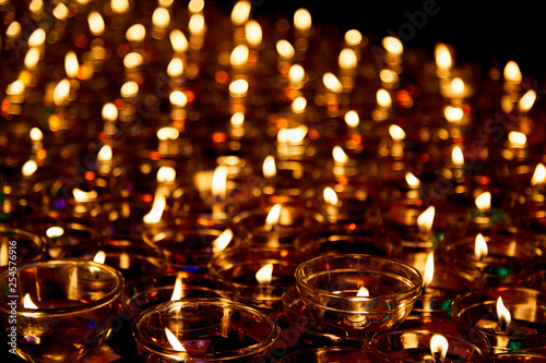 Fire in glasses for blessing Buddha