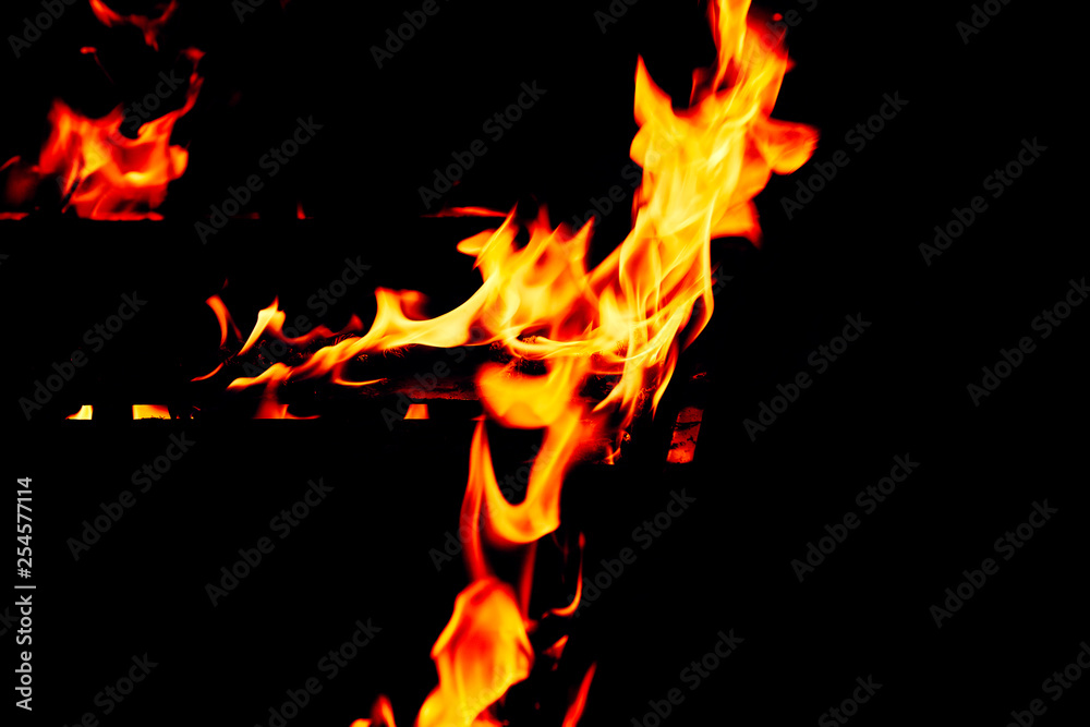 Fire flames on a black background Fire flames on a black background