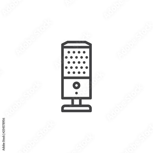 Studio microphone line icon. linear style sign for mobile concept and web design. Professional condenser microphone outline vector icon. Voice recording symbol, logo illustration