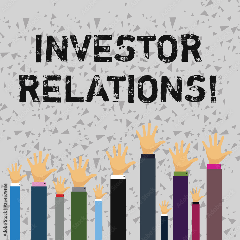 Word writing text Investor Relations. Business photo showcasing Finance Investment Relationship Negotiate Shareholder Word writing text Investor Relations. Business photo showcasing Finance Investment Relationship Negotiate Shareholder