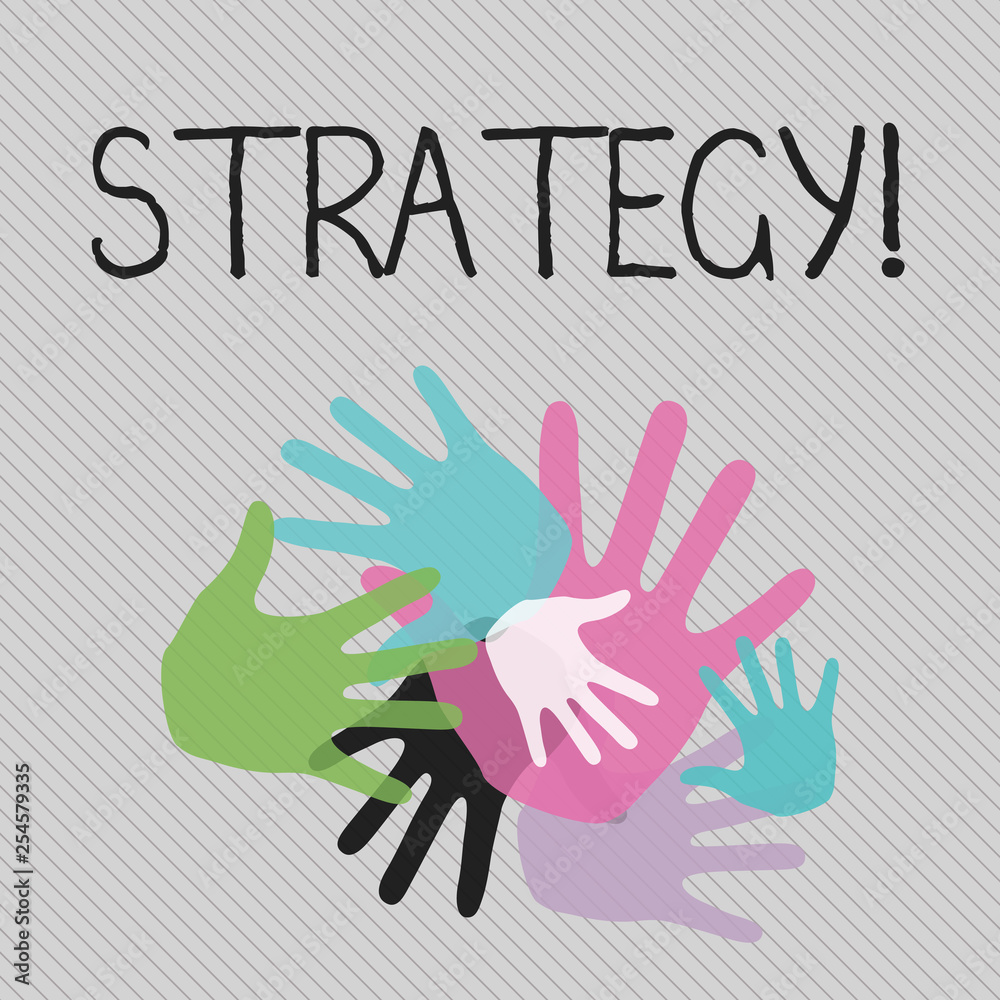 Obraz premium Conceptual hand writing showing Strategy. Concept meaning Group of ideas planned to achieve success
