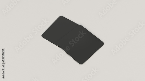 Mockup of blank black square beer coasters