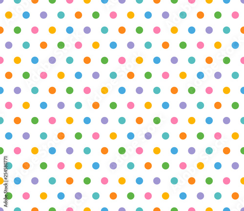 Seamless Pattern, Vivid Color, Polka dots, Vector Graphics,