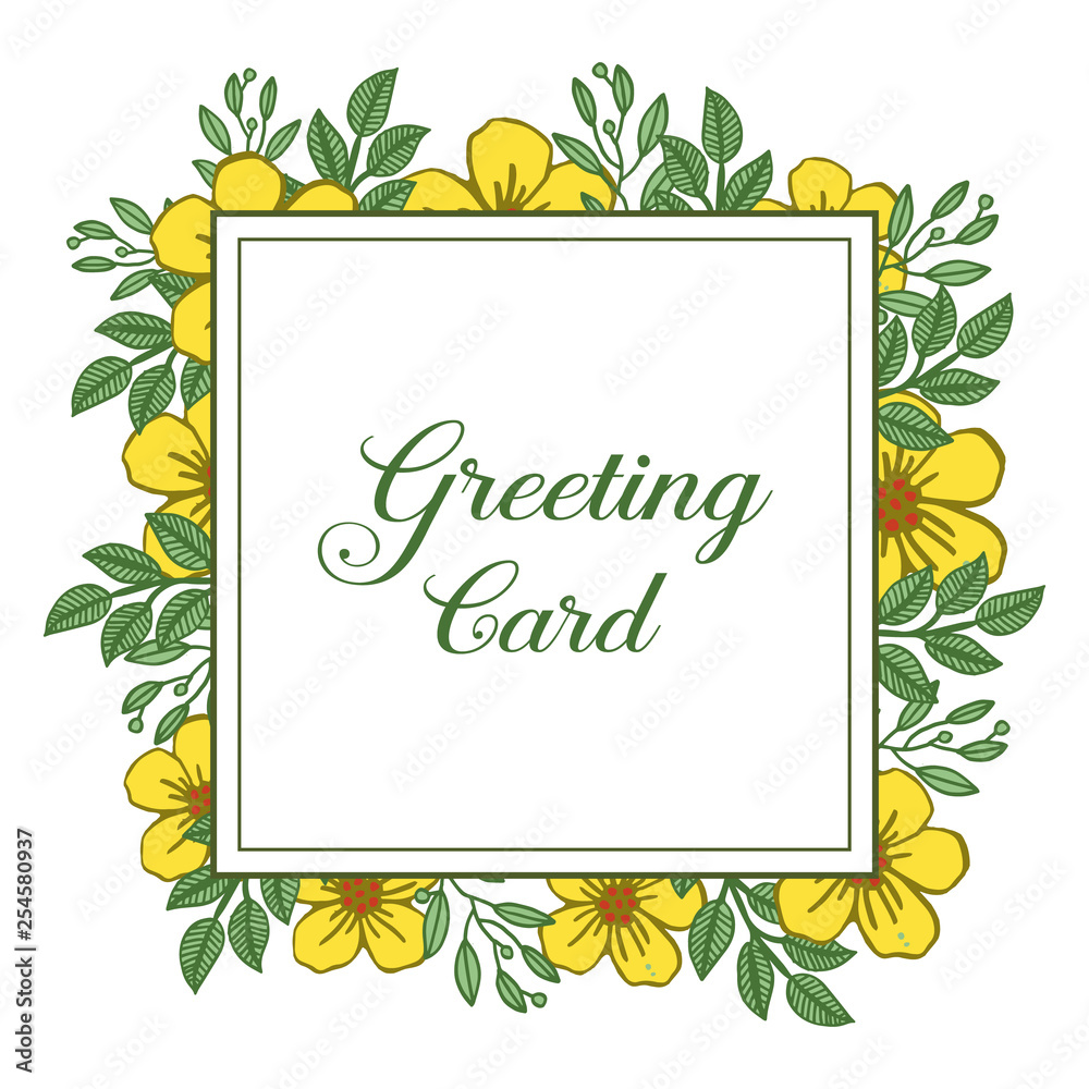 Vector illustration style yellow wreath frames blooms for writing greeting card