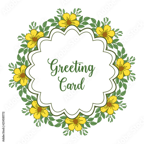 Vector illustration style yellow wreath frames blooms for writing greeting card