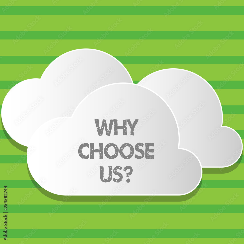 Writing note showing Why Choose Usquestion. Business concept for reasons that you are best showing possibilities Writing note showing Why Choose Usquestion. Business concept for reasons that you are best showing possibilities