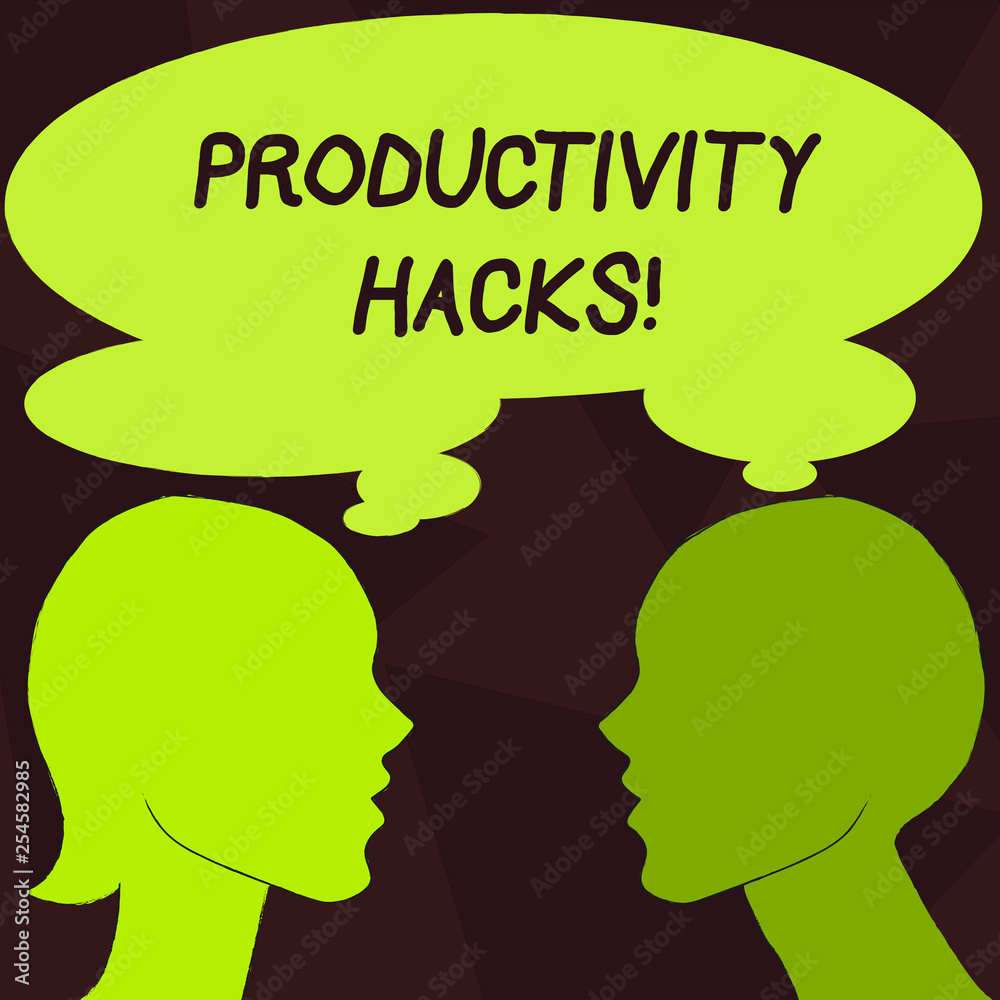 Handwriting text Productivity Hacks. Conceptual photo Hacking Solution Method Tips Efficiency Productivity