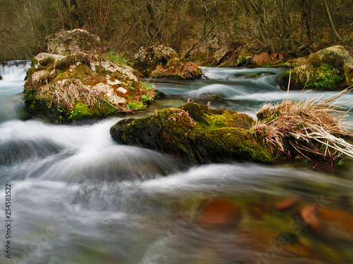 Lousios river in Peloponnese, Greece. Long exposure, water effect. photo
