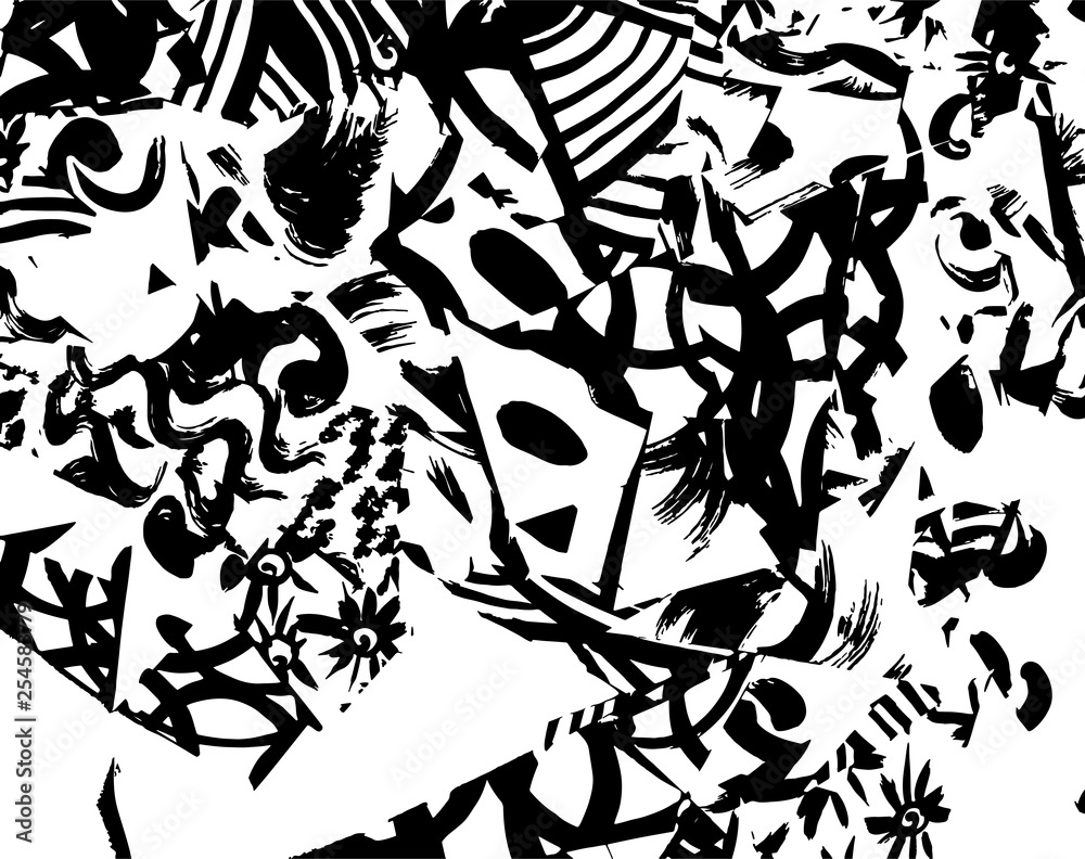 Fototapeta premium Brush grunge pattern. White and black vector.