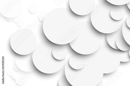 White circle with drop shadows on white background template. Vector illustration