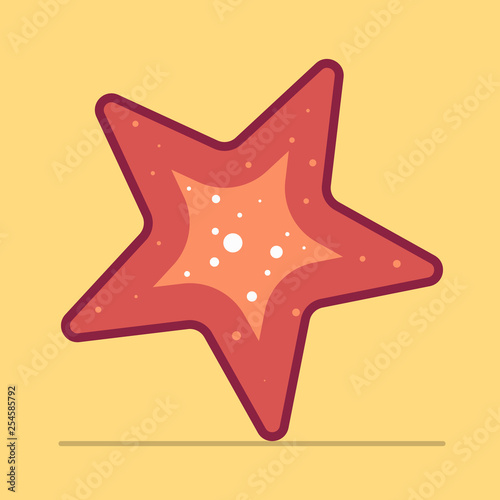 Orange starfish in a flat style