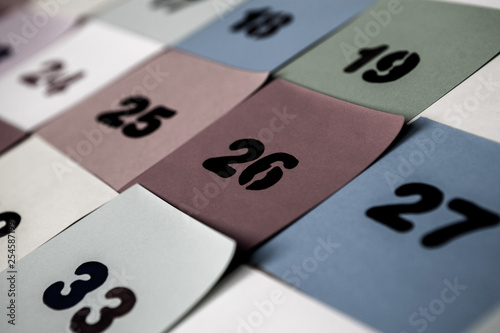 Font of numbers. Abstract background of color numbers for card or print Pattern of randomly distributed numbers from zero to nine in color photo