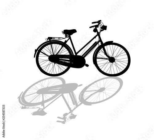 silhouette vintage bike on white background