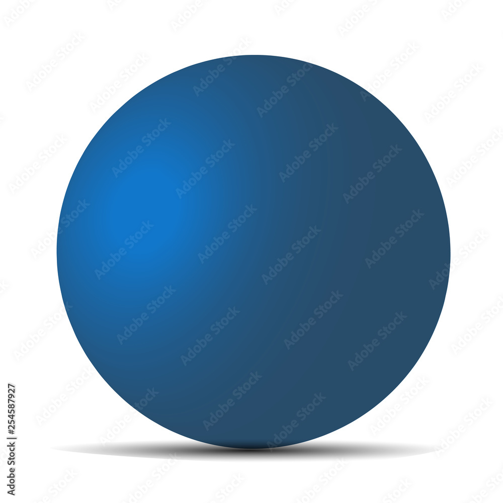 Blue realistic matte sphere isolated on white. Vector illustration for your design. Eps 10