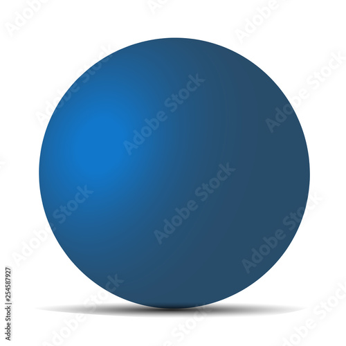 Blue realistic matte sphere isolated on white. Vector illustration for your design. Eps 10