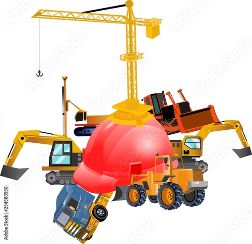 Vector Construction concept image with Tools and technic