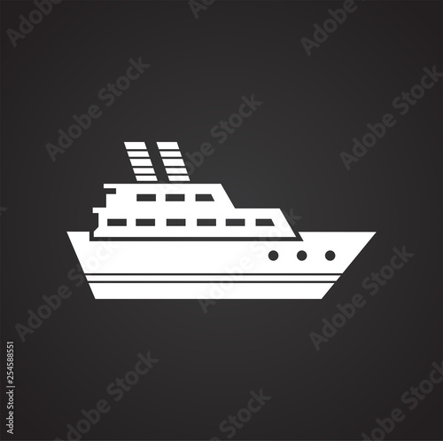 Ship icon on background for graphic and web design. Simple vector sign. Internet concept symbol for website button or mobile app.