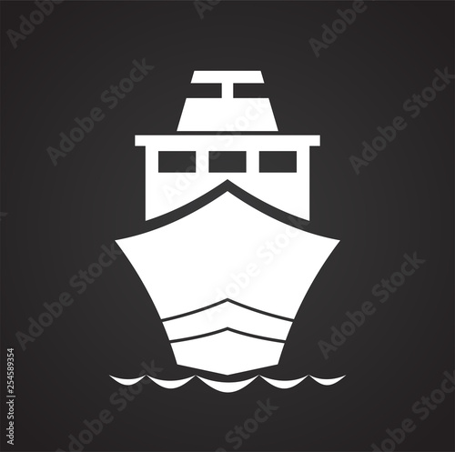 Ship icon on background for graphic and web design. Simple vector sign. Internet concept symbol for website button or mobile app.